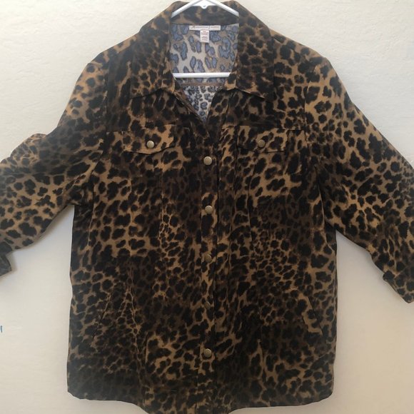 M Collection Leopard Print 3/4 Sleeve Blouse - Picture 16 of 16